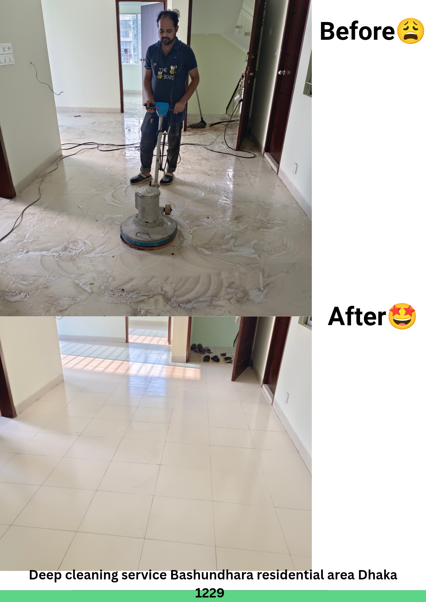 Before and after tile floor deep cleaning service in Bashundhara Residential Area Dhaka 1229